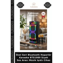 Floranova Özel Seri Bluetooth Hoparlör Karaoke BTS1989 Siyah Ses Aracı Müzik Işıklı Cihaz