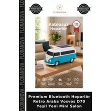 Floranova Premium Bluetooth Hoparlör Retro Araba Vosvos D70 Yeşil Yeni Mini Salon
