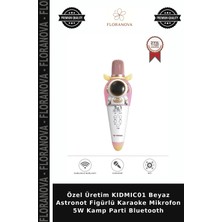 Floranova Özel Üretim KIDMIC01 Beyaz Astronot Figürlü Karaoke Mikrofon 5W Kamp Parti Bluetooth