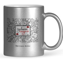 BK Gift Kişiye Özel Öğretmenimi Seviyorum Gümüş Yaldızlı Kupa Bardak