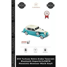 Floranova D55 Turkuaz Retro Araba Tasarımlı Bluetooth HOPARLÖR2X5WFM Masaüstü Aksesuar Müzik Keyfi