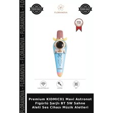 Floranova Premium KIDMIC01 Mavi Astronot Figürlü Şarjlı Bt 5W Sahne Aleti Ses Cihazı Müzik Aletleri