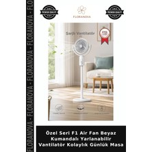 Floranova Özel Seri F1 Air Fan Beyaz Kumandalı Yarlanabilir Vantilatör Kolaylık Günlük Masa