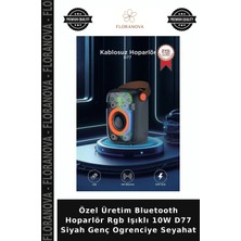 Floranova Özel Üretim Bluetooth Hoparlör Rgb Işıklı 10W D77 Siyah Genç Ogrenciye Seyahat
