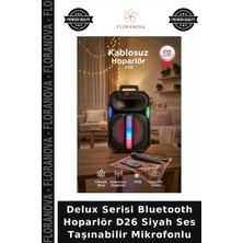 Floranova Delux Serisi Bluetooth Hoparlör D26 Siyah Ses Taşınabilir Mikrofonlu