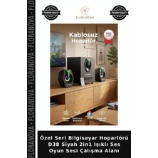 Floranova Özel Seri Bilgisayar Hoparlörü D38 Siyah 2in1 Işıklı Ses Oyun Sesi Çalışma Alanı