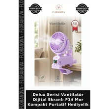 Floranova Delux Serisi Vantilatör Dijital Ekranlı F14 Mor Kompakt Portatif Hediyelik