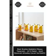 Floranova Özel Üretim Düdüklü Pikaçu Tasarımlı - 12'li Paket - Sesli Oyuncak Arkadaş Çocuk Sarilabilir