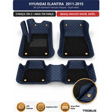 Trobus Hyundai Elantra 2011-2015 Uyumlu 8d Çift Katmanlı Havuzlu Paspas Kapitone Deri Siyah Mavi