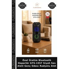 Floranova Özel Üretim Bluetooth Hoparlör GTS-1557 Siyah Ses Aleti Genç Odası Radyolu Alet