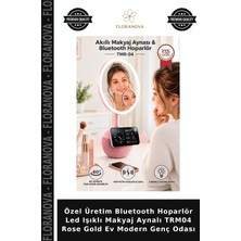 Floranova Özel Üretim Bluetooth Hoparlör LED Işıklı Makyaj Aynalı TRM04 Rose Gold Ev Modern Genç Odası