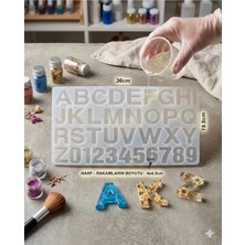 Mergaf Epoksi Reçine Için Büyük Alfabe ve Rakam Silikon Kalıp Seti