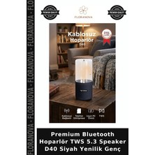 Floranova Premium Bluetooth Hoparlör Tws 5.3 Speaker D40 Siyah Yenilik Genç