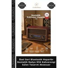 Floranova Özel Seri Bluetooth Hoparlör Nostaljik Radyo D56 Kahverengi Salon Tasarım Aksesuar