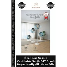 Floranova Özel Seri Sessiz Vantilatör Şarjlı F47 Siyah Beyaz Hediyelik Hava Ofis