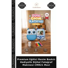 Floranova Premium Eğitici Resim Baskılı Hediyelik Dijital Fotoğraf Makinesi CMR21 Mavi