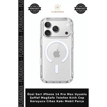 Floranova Özel Seri iPhone 14 Pro Max Uyumlu Şeffaf Magsafe Telefon Kılıfı Cep Koruyucu Cihaz Kabı Mobil Parça