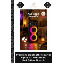Floranova Premium Bluetooth Hoparlör Rgb Işıklı Mikrofonlu D41 Şölen Akustik