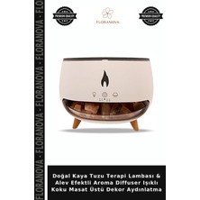 Floranova Doğal Kaya Tuzu Terapi Lambası & Alev Efektli Aroma Diffuser Işıklı Koku Masat Üstü Dekor Aydınlatma