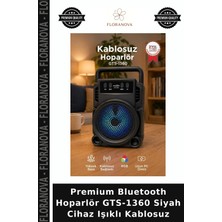 Floranova Premium Bluetooth Hoparlör GTS-1360 Siyah Cihaz Işıklı Kablosuz