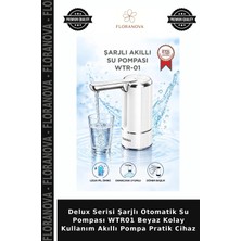 Floranova Delux Serisi Şarjlı Otomatik Su Pompası WTR01 Beyaz Kolay Kullanım Akıllı Pompa Pratik Cihaz