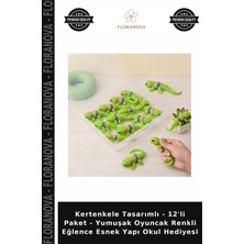 Floranova Kertenkele Tasarımlı - 12'li Paket - Yumuşak Oyuncak Renkli Eğlence Esnek Yapı Okul Hediyesi