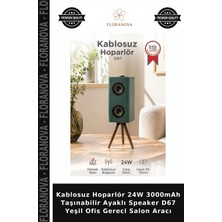 Floranova Kablosuz Hoparlör 24W 3000MAH Taşınabilir Ayaklı Speaker D67 Yeşil Ofis Gereci Salon Aracı