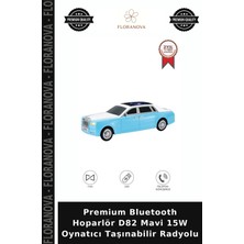 Floranova Premium Bluetooth Hoparlör D82 Mavi 15W Oynatıcı Taşınabilir Radyolu