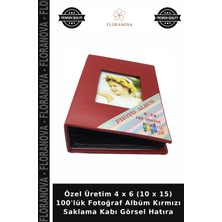 Floranova Özel Üretim 4 x 6 (10 x 15) 100'LÜK Fotoğraf Albüm Kırmızı Saklama Kabı Görsel Hatıra