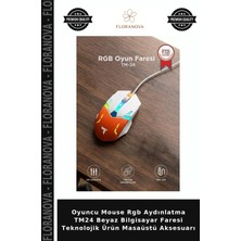 Floranova Oyuncu Mouse Rgb Aydınlatma TM24 Beyaz Bilgisayar Faresi Teknolojik Ürün Masaüstü Aksesuarı