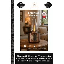 Floranova Bluetooth Hoparlör Vintage Gaz Lambası D53 Bakır Romantik Işık Dekoratif Ürün Taşınabilir Ses
