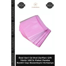 Floranova Özel Seri CD DVD Zarfları Çift Yönlü 100'LÜ Paket Pembe Renkli Cep Düzenleyici Kırtasiye
