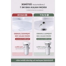 Şanal Seramik Pop-Up Lavabo Gideri, Sızdırmaz Somunlu ve Taşma Delikli Parlak Beyaz Tasarım
