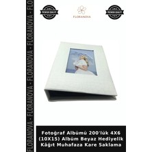 Floranova Fotoğraf Albümü 200'LÜK 4x6 (10X15) Albüm Beyaz Hediyelik Kâğıt Muhafaza Kare Saklama