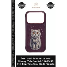 Floranova Özel Seri iPhone 18 Pro Nimmy Telefon Kılıfı N-Xyss Stil Cep Telefonu Kedi Figürlü