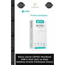 Floranova Delux Serisi Coteci MacBook Usb-C Hızlı Şarj ve Data Kablosu Erişim Fonksiyon Enerji