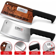 Erinox ERİNOX-3502 Dövme Çelik ve Kurban Satır 3.5mm No-2 Yatağan Paslanmaz Renkli Plastik Saplı