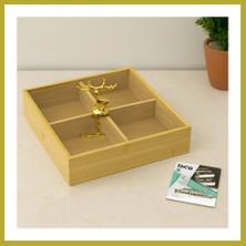 Bezos 4 Bölmeli Bambu Servis Sunumluk 22X22X5 cm Bcks