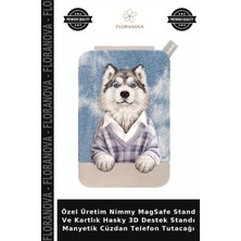 Floranova Özel Üretim Nimmy Magsafe Stand ve Kartlık Hasky 3D Destek Standı Manyetik Cüzdan Telefon Tutacağı