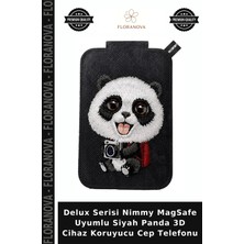 Floranova Delux Serisi Nimmy Magsafe Uyumlu Siyah Panda 3D Cihaz Koruyucu Cep Telefonu