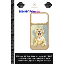 Floranova iPhone 17 Pro Max Uyumlu N-Ysmc Telefon Kılıfı 3D Koruyucu Kılıf Aksesuar Çeşitleri Köpek Nakışlı