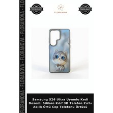 Floranova Samsung S26 Ultra Uyumlu Kedi Desenli Silikon Kılıf 3D Telefon Zırhı Akıllı Örtü Cep Telefonu Örtüsü