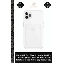 Floranova Mate 80 Pro Max Uyumlu Kartlık Detaylı Şeffaf Silikon Kılıf Akıllı Telefon Cihaz Kılıfı Cep Koruyucu