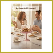 Bezos Soft Pembe Akrilik Ayaklı Kurabiyelik & Kapaklı Sunum Standı - 2 Parça Bcks