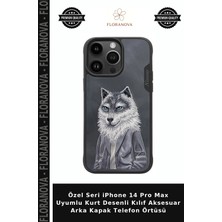 Floranova Özel Seri iPhone 14 Pro Max Uyumlu Kurt Desenli Kılıf Aksesuar Arka Kapak Telefon Örtüsü