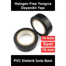 Wonara #izolebant Siyah Elektrik Izole Bant 10'lu Paket 19MM 10YARD 0.13MM Pvc Halogen Free Yangına Dayanıklı Esnek Kablo Sarma Yalıtım Tamir Bandı Profesyonel Elektrikçi Tesisat Bağlantı Koruma Seti