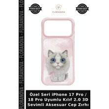 Floranova Özel Seri iPhone 17 Pro / 18 Pro Uyumlu Kılıf 2.0 3D Sevimli Aksesuar Cep Zırhı