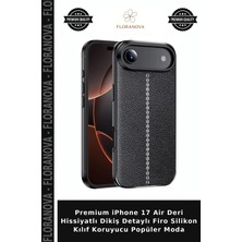 Floranova Premium iPhone 17 Air Deri Hissiyatlı Dikiş Detaylı Firo Silikon Kılıf Koruyucu Popüler Moda