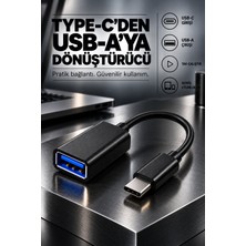 Type-C To USB 3.0 Dişi Otg Dönüştürücü Adaptör Kablosu Siyah Telefon Tablet Bilgisayar Uyumlu Data Veri Aktarım Çevirici Flash Bellek Klavye Mouse Gamepad Kulaklık Yazıcı Bağlantı Aparatı