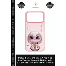 Floranova Delux Serisi iPhone 17 Pro / 18 Pro Tavşan Desenli Silikon Kılıf 2.0 3D Tasarım Stil Sahibi Günlük